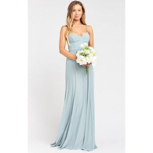MuMu Godshaw Goddess Gown in Silver Sage Crisp